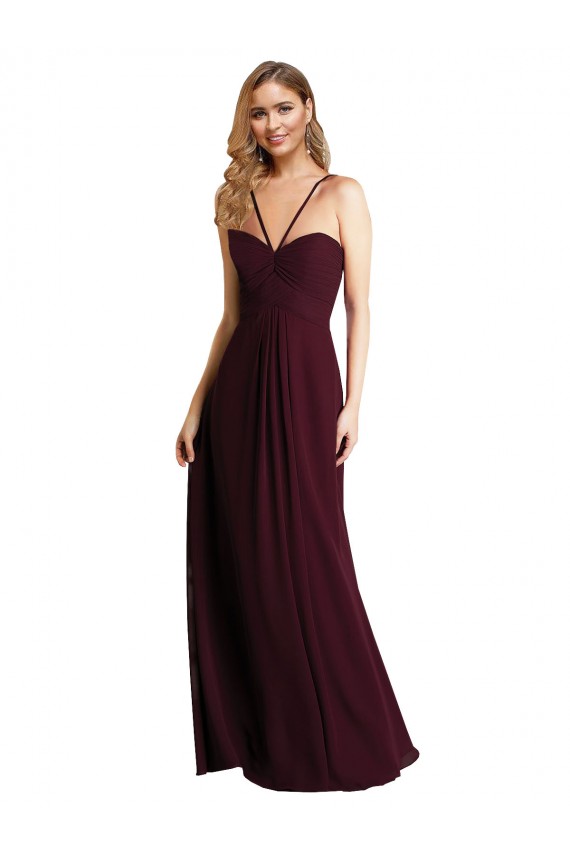 Best Long Chiffon Bridesmaid Dress with Sweetheart Neckline UK