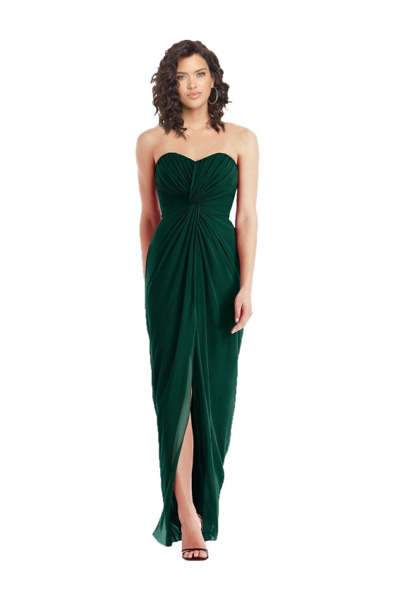 Best Twist Front Draped Chiffon Bridesmaid Dress with Slit UK