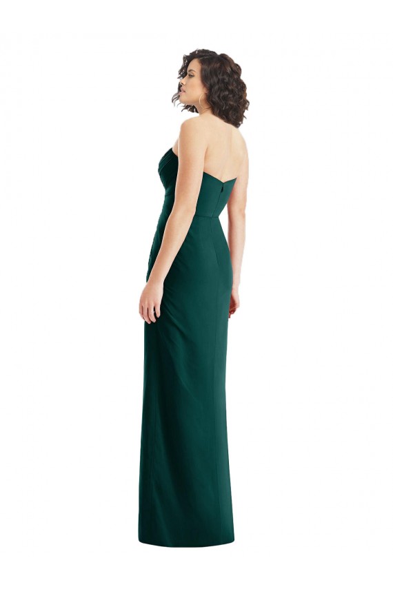 Best Twist Front Draped Chiffon Bridesmaid Dress with Slit UK