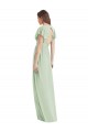 Best Flutter Sleeves Draped Wrap V-Neck Chiffon Bridesmaid Dress UK