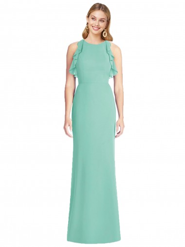 Best Jewel Neck Mermaid Open Back Chiffon Bridesmaid Dress UK