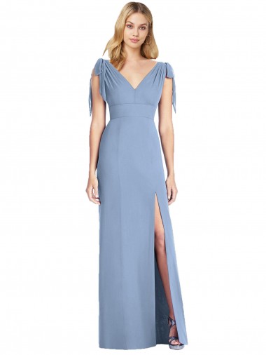 Best Bow-Shoulder Sleeveless Deep V-Back Mermaid Bridesmaid Dress UK