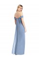 Best Full Length Draped Off the Shoulder Maxi Bridesmaid Dress with Shirred Streamer UK