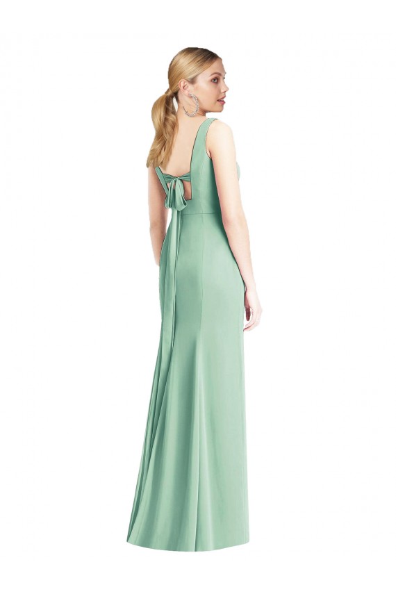 Best Sleeveless Tie Back Chiffon Trumpet Chiffon Bridesmaid Dress UK