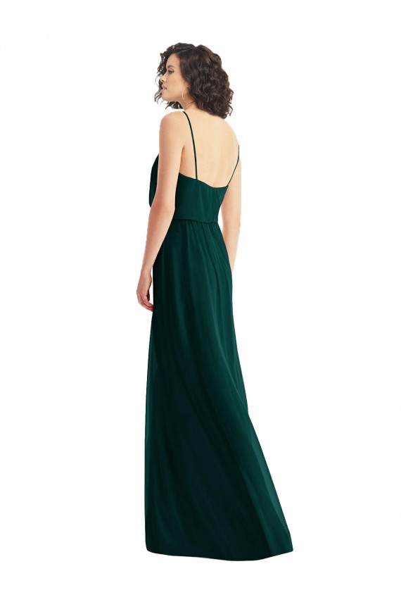 Best V-Neck Blouson Bodice Chiffon Maxi Bridesmaid Dress UK