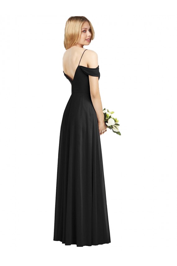 Best Cold-Shoulder V-Back Chiffon Maxi Bridesmaid Dress UK