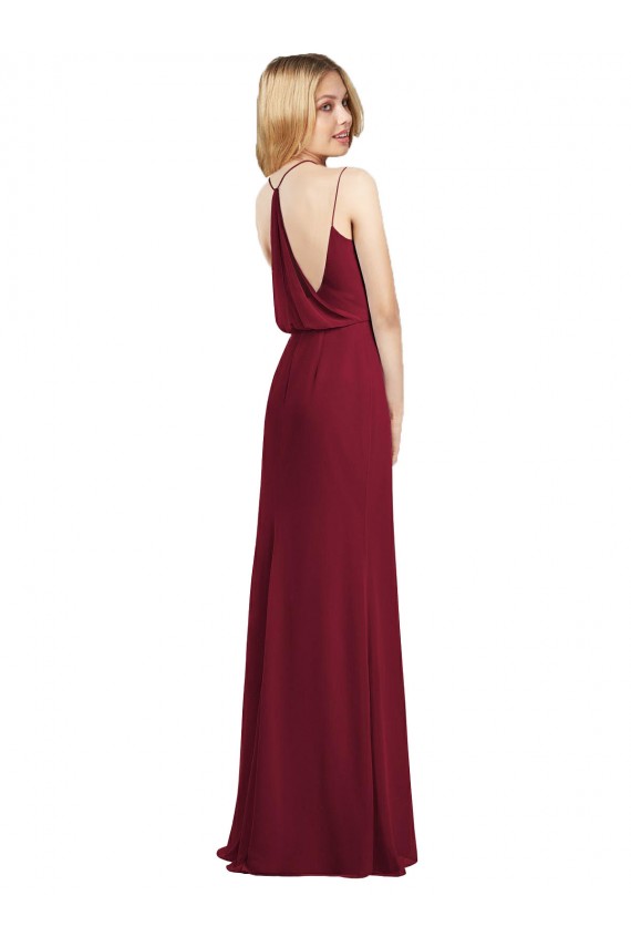 Best Full Length Draped Blouson Back Chiffon Maxi Bridesmaid Dress UK