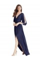 Best Split Sleeves Backless Chiffon Maxi Bridesmaid Dress UK