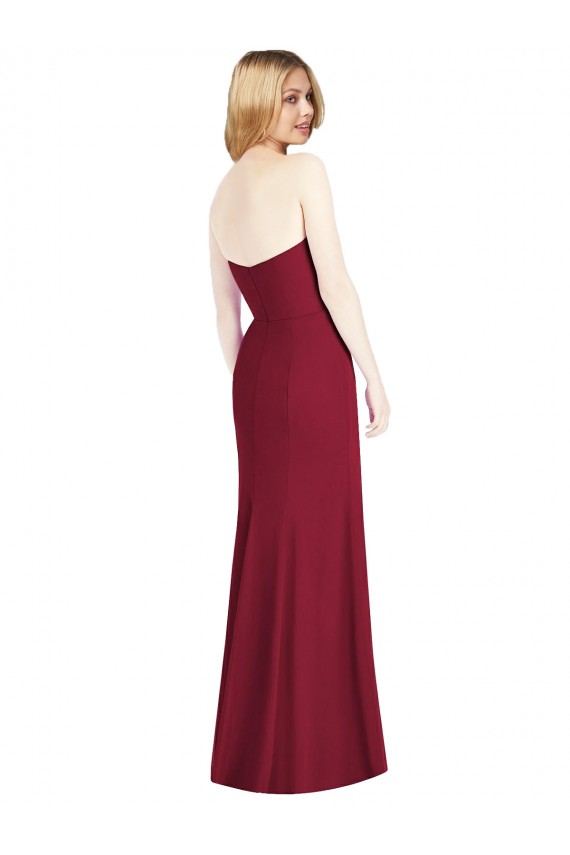 Best Strapless Chiffon Trumpet Bridesmaid Dress with Front Slit UK
