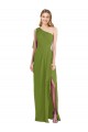 Best One Shoulder Chiffon Bridesmaid Dress with Draped Front Slit UK