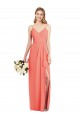 Best Spaghetti Strap Draped Skirt Chiffon Bridesmaid Dress with Front Slit UK