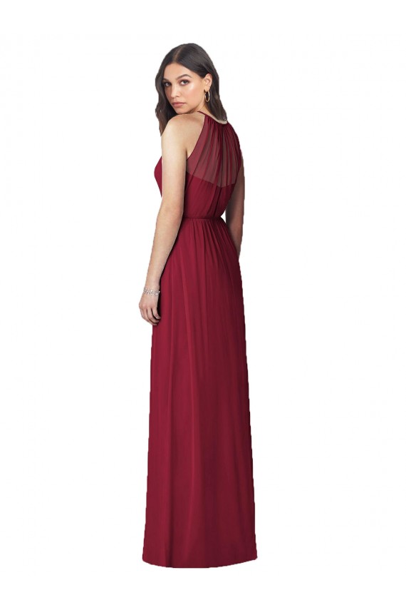 Best Halter Neck Full-Length Shirred Chiffon Bridesmaid Dress UK