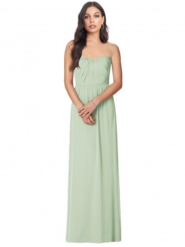 Best Strapless Sweetheart All-Over Shirring Chiffon Bridesmaid Dress UK