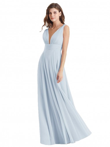 Best Plunge Deep V-Neckline Low Back Chiffon Bridesmaid Ress UK