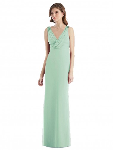 Best Sleek Open Back Chiffon V-Neck Bridesmaid Dress UK