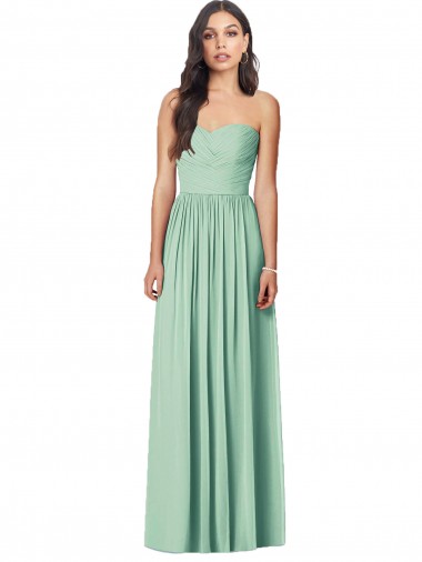 Best Draped Sweetheart Strapless Long Chiffon Bridesmaid Dress UK