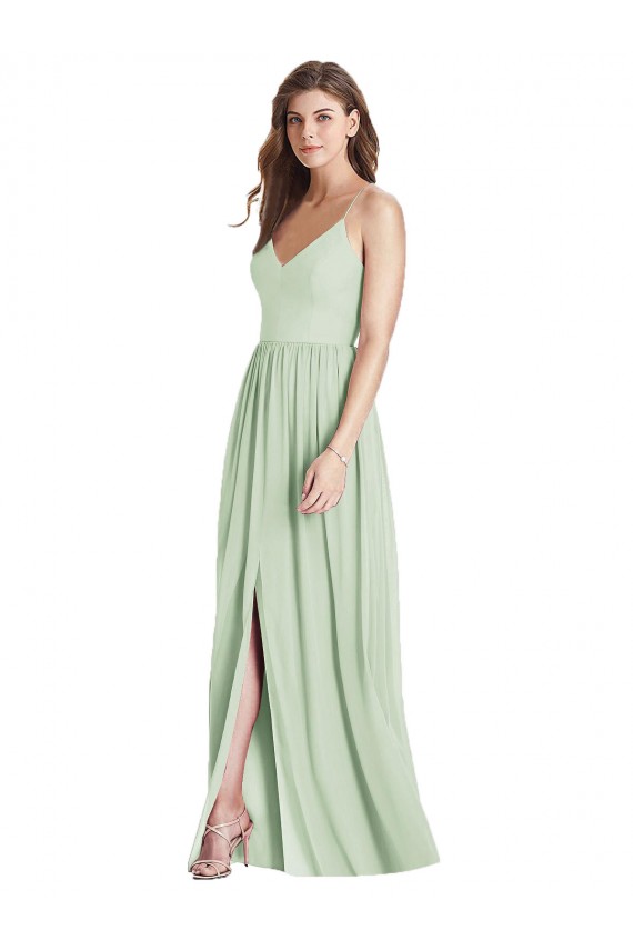 Best Criss Cross Strap Backless Maxi Long Chiffon Bridesmaid Dress UK