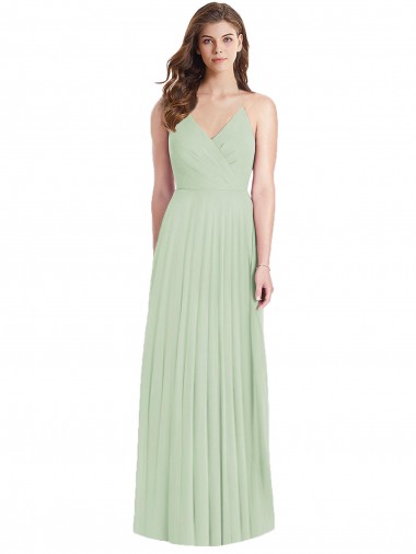 Best Ruffled Strap Cutout Wrap Maxi Chiffon Bridesmaid Dress UK