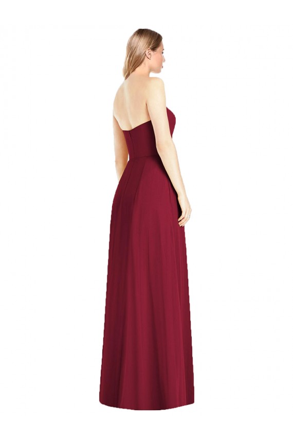 Best Strapless Notch Chiffon Maxi Bridesmaid Dress UK