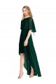 Best Plunging V Back Flutter Sleeves Cocktail Length Chiffon Bridesmaid Dress UK