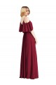 Best Spaghetti Straps V-Neck Chiffon Bridesmaid Dress with Sash Tie UK