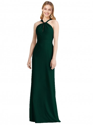 Best Sleek Full-Length Twist Halter Chiffon Bridesmaid Dress UK