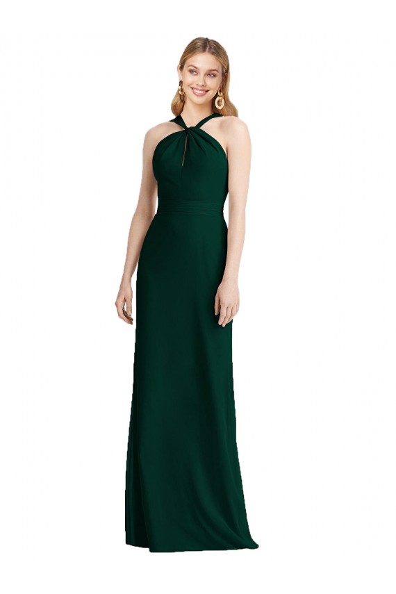 Best Sleek Full-Length Twist Halter Chiffon Bridesmaid Dress UK