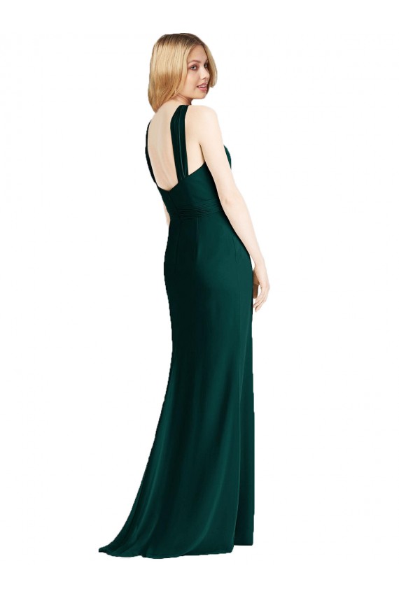 Best Sleek Full-Length Twist Halter Chiffon Bridesmaid Dress UK