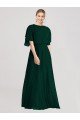 Best Full-Length Flutter Sleeves Plunging V Back Chiffon Bridesmaid Dress UK