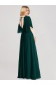 Best Full-Length Flutter Sleeves Plunging V Back Chiffon Bridesmaid Dress UK