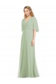 Best Full Length Lux Chiffon Flutter Sleeves Bridesmaid Dress UK