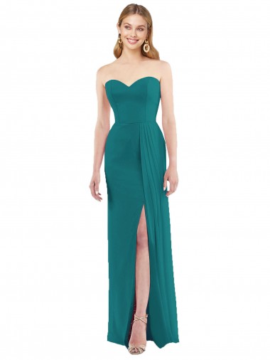 Best Sweetheart Neckline Lux Chiffon Bridesmaid Dress with Side Slit UK
