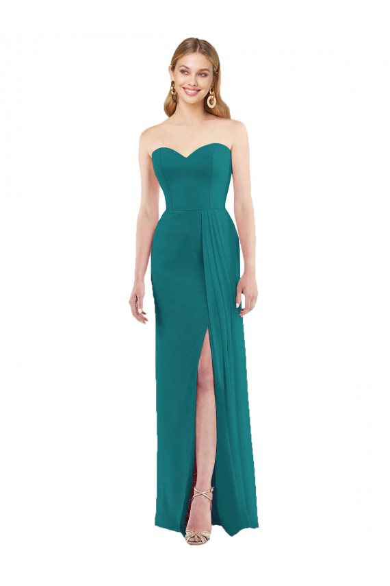 Best Sweetheart Neckline Lux Chiffon Bridesmaid Dress with Side Slit UK