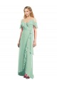 Best High Low Off the Shoulder Wrap Chiffon Bridesmaid Dress  UK