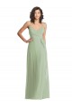 Best V-Neck Low Back Maxi Formal Wrap Chiffon Bridesmaid Dress UK