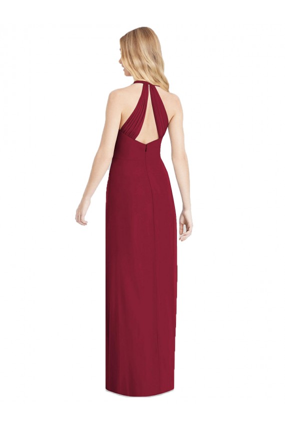 Best V-Neck Halter Chiffon Maxi Formal Bridesmaid Dress Open Back UK