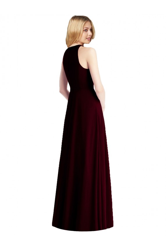 Best Sleeveless Halter Chiffon Maxi Bridesmaid Dress UK