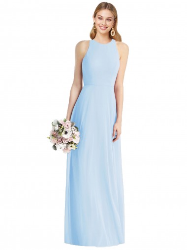 Best Sleeveless Halter Chiffon Maxi Bridesmaid Dress UK