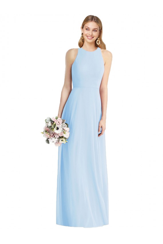 Best Sleeveless Halter Chiffon Maxi Bridesmaid Dress UK