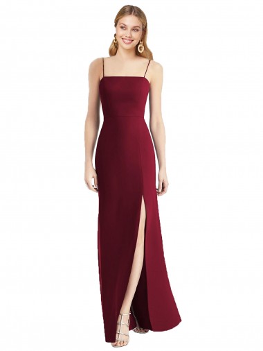 Best Tie-Back Cutout Trumpet Chiffon Bridesmaid Dress with Front Slit UK