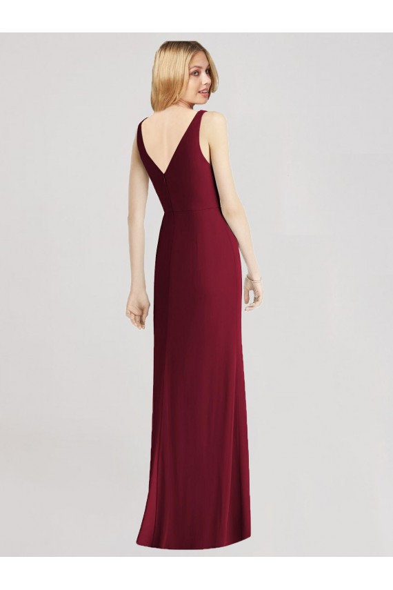 Best Sleeveless V-Back Long Trumpet Chiffon Bridesmaid Dress UK