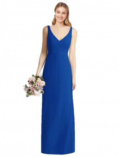Best Sleeveless V-Back Long Trumpet Chiffon Bridesmaid Dress UK