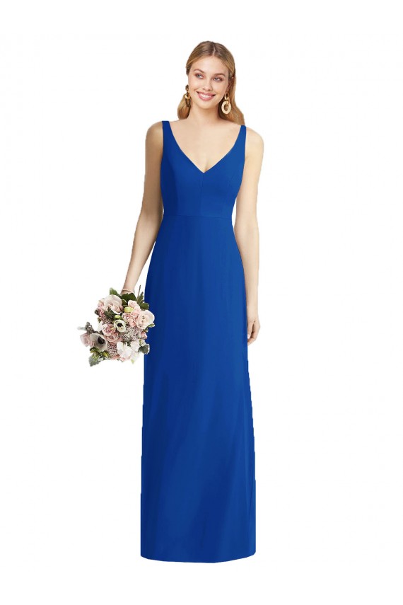 Best Sleeveless V-Back Long Trumpet Chiffon Bridesmaid Dress UK