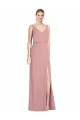 Best Blouson Bodice Chiffon Bridesmaid Dress with Front Slit UK