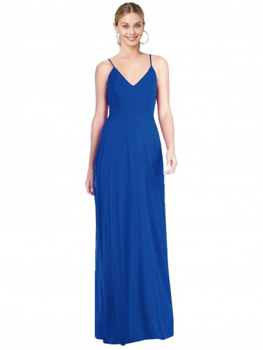 Best Criss Cross Back A-Line Chiffon Maxi Bridesmaid Dress UK