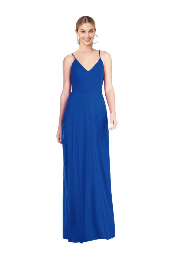 Best Criss Cross Back A-Line Chiffon Maxi Bridesmaid Dress UK