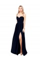 Best Draped A-Line Chiffon Formal Bridesmaid Dress with Spaghetti Straps and High Slit UK