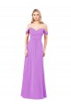 Best Off The Shoulder Draped Sleeves A-Line Chiffon Bridesmaid Dress UK