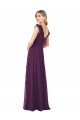 Best Ruffle Cap Sleeves Long Chiffon Bridesmaid Dress UK