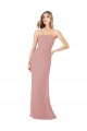 Best Draped Strapless Sheath Long Chiffon Bridesmaid Dress UK